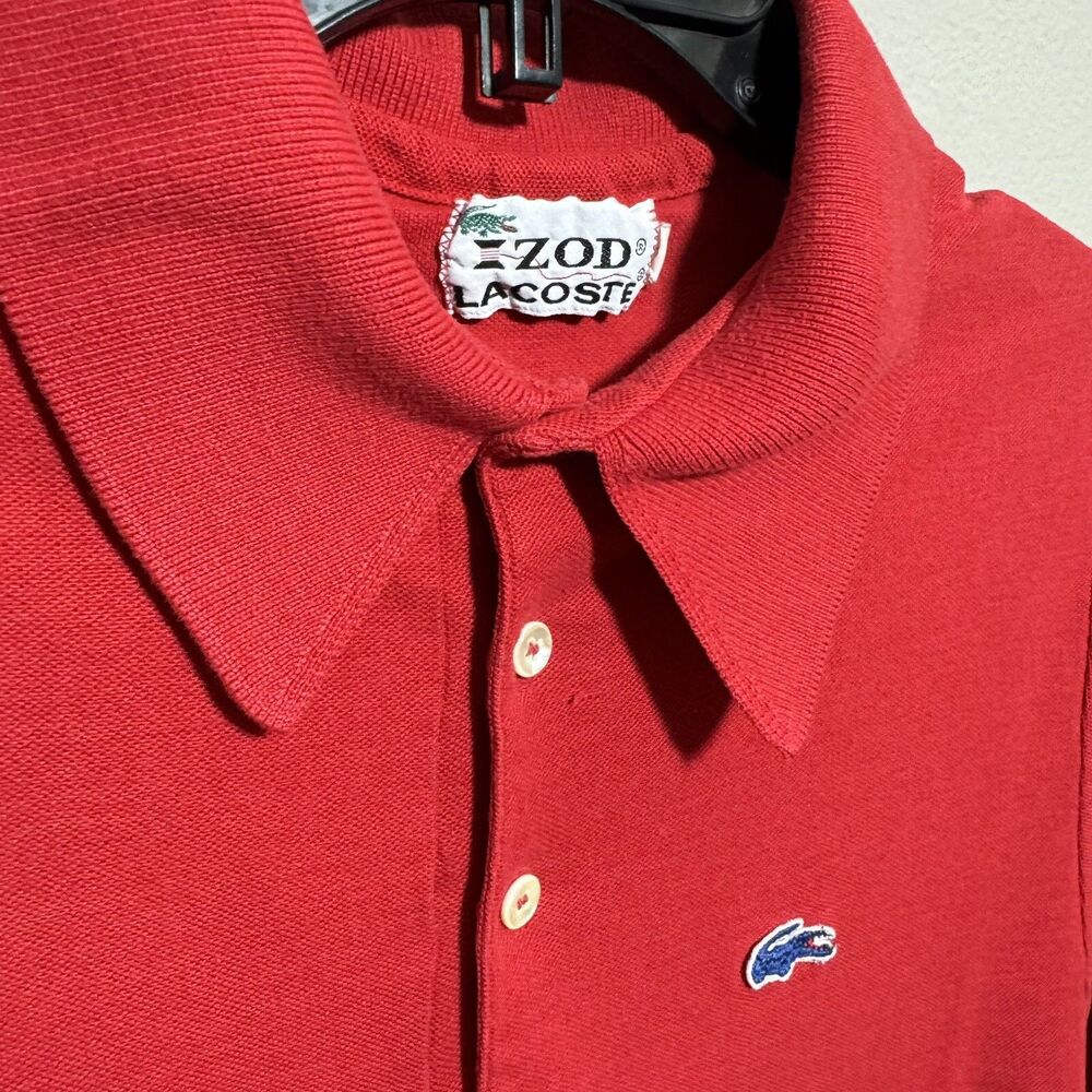 Vintage Izod Lacoste Polo Shirt Mens Sz S Short Sleeve Embroidered Logo Red - Picture 6 of 6